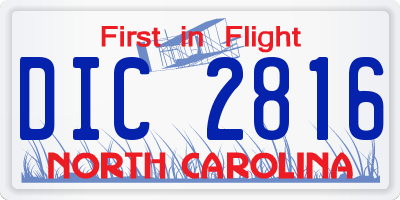 NC license plate DIC2816