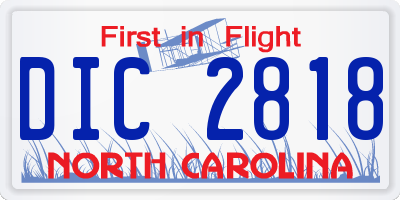 NC license plate DIC2818