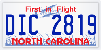 NC license plate DIC2819