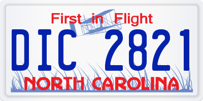 NC license plate DIC2821