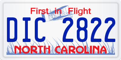 NC license plate DIC2822