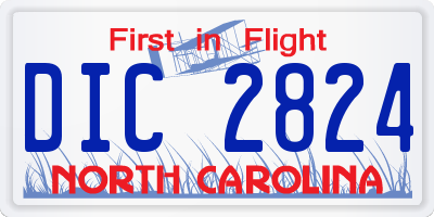 NC license plate DIC2824