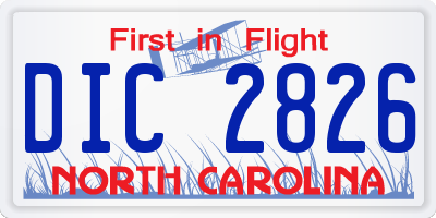 NC license plate DIC2826