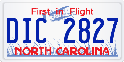 NC license plate DIC2827