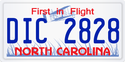 NC license plate DIC2828