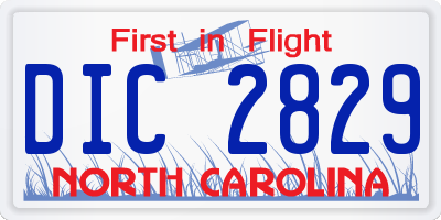 NC license plate DIC2829
