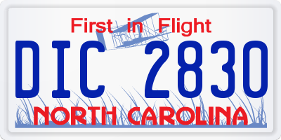 NC license plate DIC2830