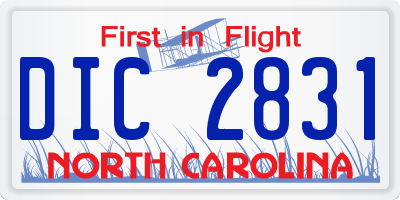 NC license plate DIC2831
