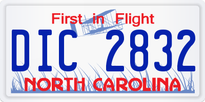 NC license plate DIC2832