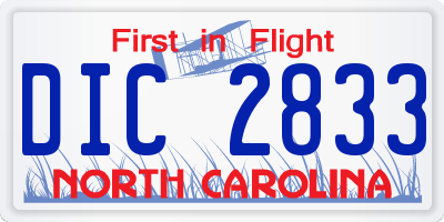 NC license plate DIC2833