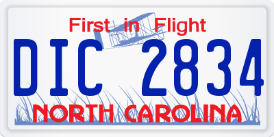 NC license plate DIC2834
