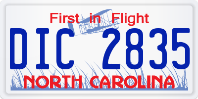 NC license plate DIC2835