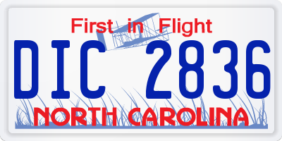 NC license plate DIC2836