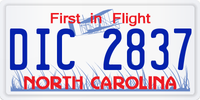 NC license plate DIC2837