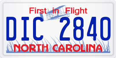 NC license plate DIC2840