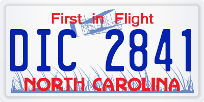 NC license plate DIC2841