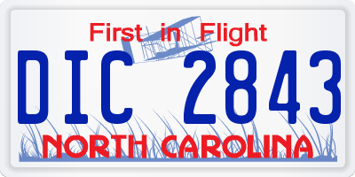 NC license plate DIC2843