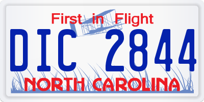 NC license plate DIC2844