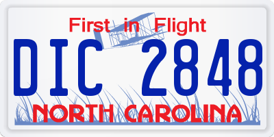 NC license plate DIC2848