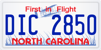 NC license plate DIC2850