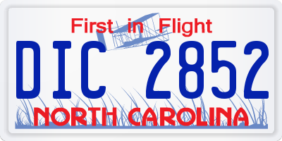 NC license plate DIC2852