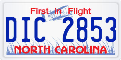 NC license plate DIC2853