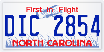 NC license plate DIC2854