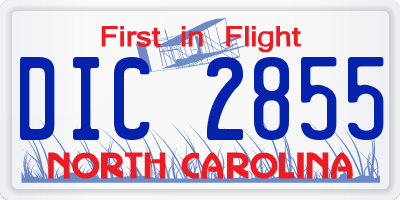NC license plate DIC2855