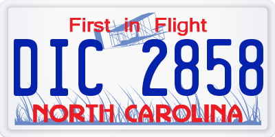 NC license plate DIC2858