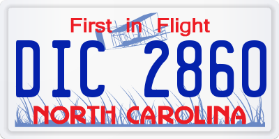 NC license plate DIC2860