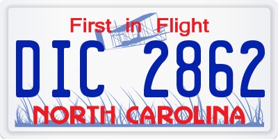 NC license plate DIC2862