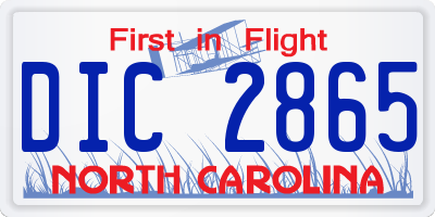 NC license plate DIC2865