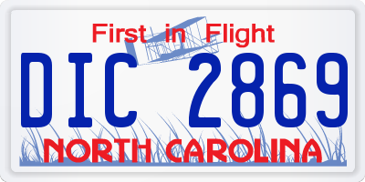 NC license plate DIC2869
