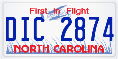 NC license plate DIC2874