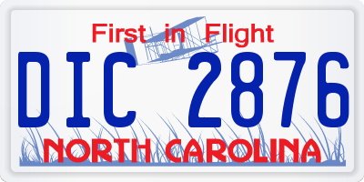 NC license plate DIC2876