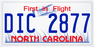 NC license plate DIC2877