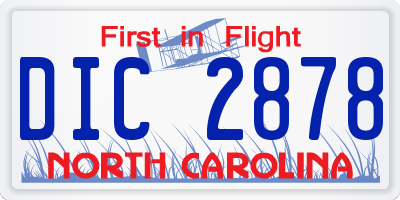 NC license plate DIC2878