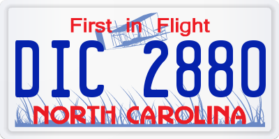 NC license plate DIC2880