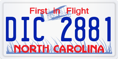 NC license plate DIC2881