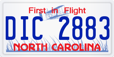 NC license plate DIC2883