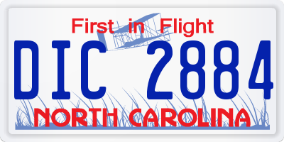 NC license plate DIC2884