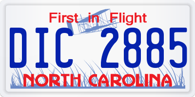 NC license plate DIC2885