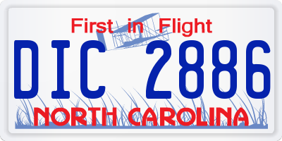 NC license plate DIC2886