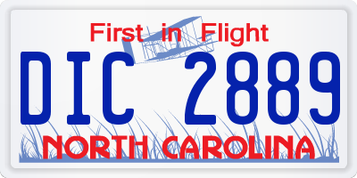NC license plate DIC2889