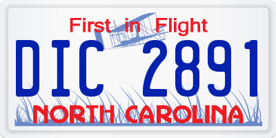 NC license plate DIC2891
