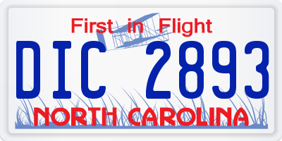 NC license plate DIC2893