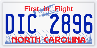NC license plate DIC2896