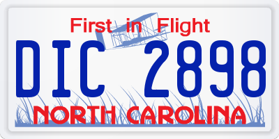 NC license plate DIC2898
