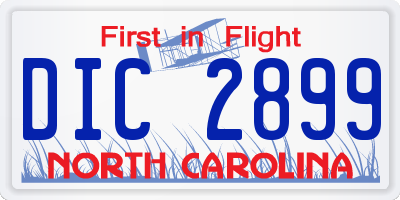 NC license plate DIC2899