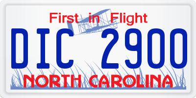 NC license plate DIC2900